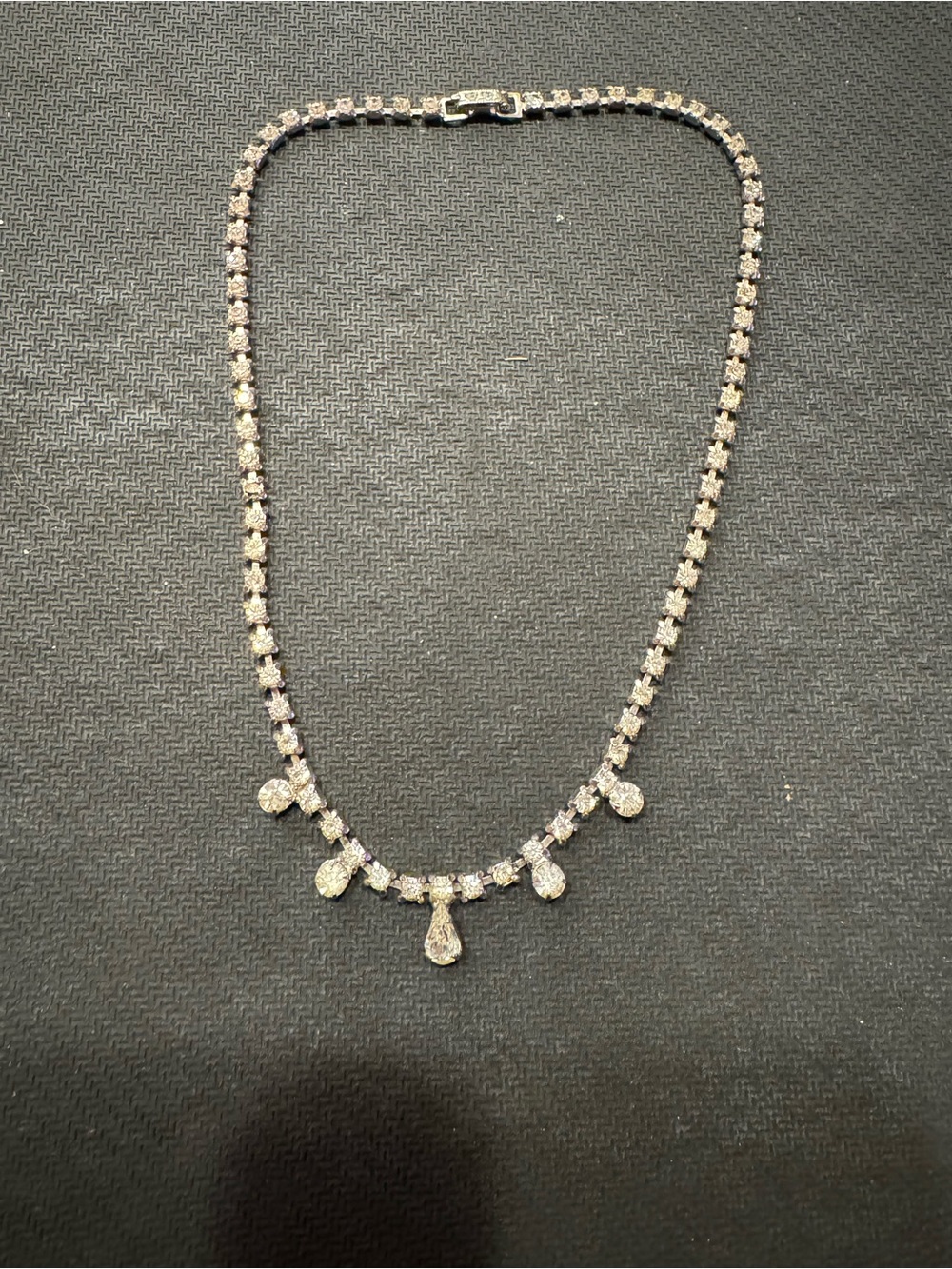 Sparkling White Crystal Teardrop Necklace